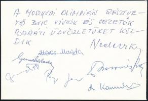 1980 BVSC vívók és mások aláírásai a moszkvai olimpiáról küldött lapon