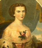 cca 1860 Erzsébet királyné fiatalkori portréja, színezett acélmetszet, papír, Johann Richard Schwage...