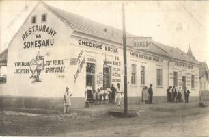 Aranyosgyéres, Campia Turzii; Gheorghe Bucila első román étterme a Szamosnál / Restaurant la Somesanu, Primul Restaurant Roman, Crisma in Drum / the first Romanian restaurant by the Somes river, shops. photo (ragasztónyom / glue mark)