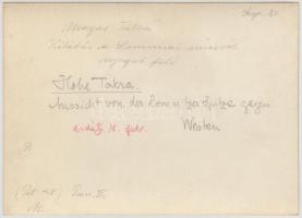 cca 1910 Magas-Tátra, kilátás a Lomnici csúcsról nyugat felé, Erdélyi Mór felvétele, hátulján felira...