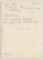 cca 1910 Magas-Tátra, Kis-tarpataki Öttó, Lomnici csúcs, Fecsketorony, Erdélyi Mór felvétele, hátulj...