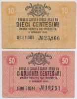Olaszország / Velence / Osztrák-magyar megszállás 1918. 10c + 50c T:III  Italy / Venice / Austro-Hungarian Occupation 1918. 10 Centesimi + 50 Centesimi C:F