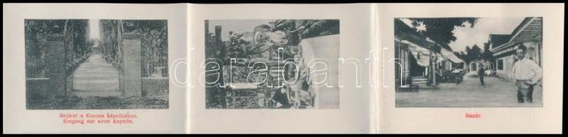 Ada Kaleh, Törökök csoportképe zászlókkal. leporellólap benne: vár, pipázó törökök, bazárok, mecset,...