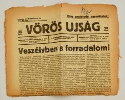 1919 a Vörös Újság április 22-i lapszáma (2. évf. 63. sz.) érdekes aktuális hírekkel, sérült