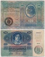 1912. 100K román felülbélyegzéssel + 1913. 20K II. kiadás (2x) + 1914. 50K román felülbélyegzéssel T:III,III-