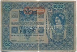 Ausztria 1919. (1902) 1000K, vízszintes "DEUTSCHÖSTERREICH" felülbélyegzéssel, mindkét old...