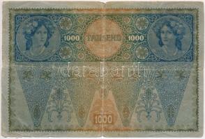 Ausztria 1919. (1902) 1000K, vízszintes "DEUTSCHÖSTERREICH" felülbélyegzéssel, mindkét old...