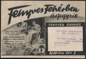 cca 1940 Fenyves áruház képes árjegyzék fehérneműkről 16p.