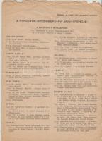 1947 Szabadkőműves Páholyok 1947. december havi munkarendje, Kelet 1947. decemberi számának melléklete, Bp. Márkus-ny., szakadozott állapotban.