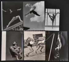 cca 1970-1980 Vegyes fotó tétel, 6 db, rajta tornászok, atléták...stb fotóival, 24x18 cm és 18x12 cm közötti méretben.