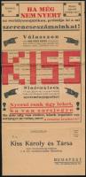 cca 1930 Kiss Károly sorsjegy reklámnyomtatvány