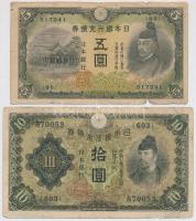 Japán 1930. 5Y + 10Y T:III- szakadás Japan 1930. 5 Yen + 10 Yen C:VG tear