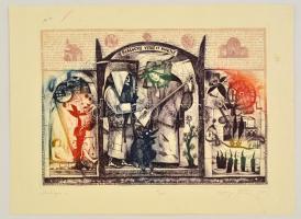 Varga Bencsik József (1944-): Dialógus, színezett rézkarc, papír, jelzett, számozott (97/100), 27,5×39 cm