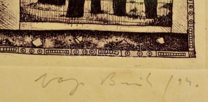 Varga Bencsik József (1944-): Dialógus, színezett rézkarc, papír, jelzett, számozott (97/100), 27,5×...