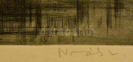 Novák Lajos (1927-1989): Tata, rézkarc, papír, jelzett, 29×39,5 cm