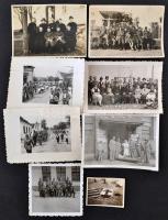 cca 1930-1940 Vegyes militária fotók, 8 db, közte levente és légós fotókkal, 6x8 cm és 3x4 cm közötti méretben.