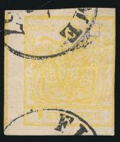 1kr MP III right side- cut on fram, left side - part of the next stamp ,,FI" + ,,ME" Certi...