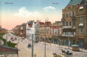 Debrecen, Piac utca, Apolló mozgó (mozi), szálloda, Magyar-Francia Biztosító vezérügynöksége, Balázs Jenő üzlete