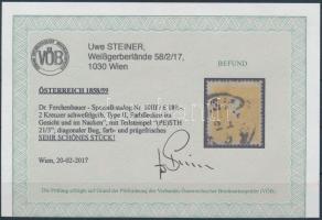 2kr Type II. sulfur yellow, paint stains on the head ,,(PE)STH" Certificate: Steiner 2kr II. tí...