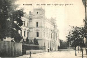 Komárom, Komárno; Deák Ferenc utca, Igazságügyi palota. Spitzer Sándor kiadása / street view, Palace of Justice