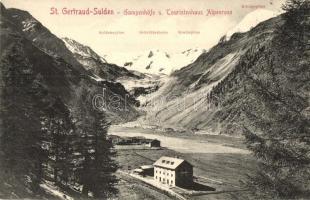 Santa Gertrude di Solda, St. Gertraud in Sulden (Südtirol, South-Tyrol); Gampenhöfe und Touristenhaus Alpenrose / tourist house, Suldenferner