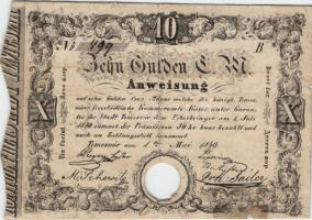 Temesvár 1849. 10G lyukasztással érvénytelenítve T:restaurált RR!!