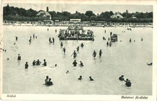 Siófok - 4 db régi városképes lap, vegyes minőség: fürdőzők, strand, corso