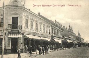 Hódmezővásárhely, Andrássy utca, Grossmann Benedek üzlete. Weisz bazár kiadása