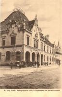 Nagyszeben, Hermannstadt, Sibiu; K. ung. Post-, Telegraphen- und Telephonamt / Posta, távíró és telefon hivatal. G. A. Seraphin, Jos. Drotleff / post, telegraph and telephone office