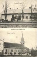 Székudvar, Socodor; Vasútállomás, Római katolikus templom / railway station, church (EK)