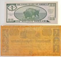 Amerikai Egyesült Államok 1840. 1000$ bankjegy replika + 1999. 1.000.000$ fantáziabankjegy T:I-, III...