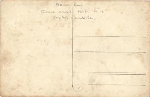 1917 Osztrák-magyar katonák segítenek a cséplésben a Román-fronton, létra / WWI Austro-Hungarian K.u...