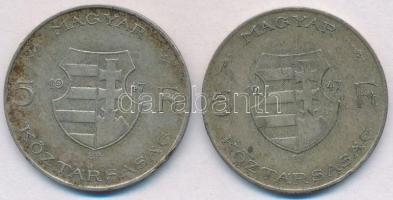 1947. 5Ft Ag "Kossuth" (2x) T:2-,3 patina