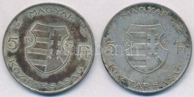 1947. 5Ft Ag "Kossuth" (2x) T:2-,3 patina
