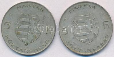 1947. 5Ft Ag "Kossuth" (2x) T:2-,3 patina