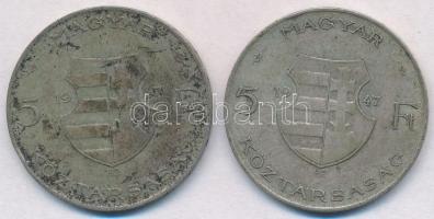 1947. 5Ft Ag "Kossuth" (2x) T:2-,3 patina