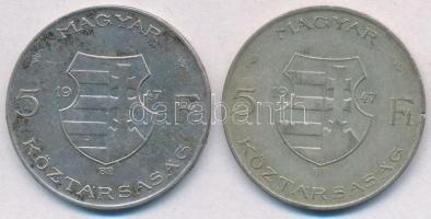 1947. 5Ft Ag "Kossuth" (2x) T:2-,3 patina