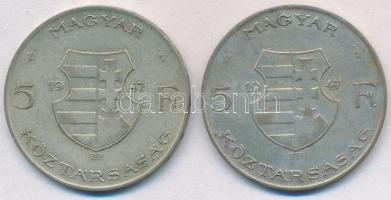 1947. 5Ft Ag "Kossuth" (2x) T:2-,3 patina