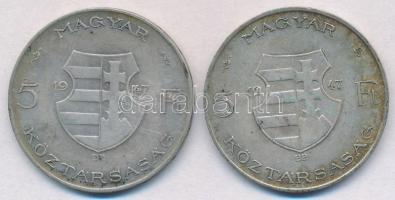 1947. 5Ft Ag "Kossuth" (2x) T:2-,3 patina