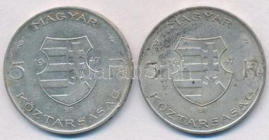 1947. 5Ft Ag "Kossuth" (2x) T:2-,3 patina