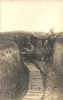 Hagyományosan kialakított lövészárok / WWI Austro-Hungarian K.u.K. military trenches with soldiers. photo