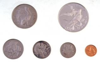 Brit Virgin-szigetek 1974. 1c-50c (5xklf) + 1D Ag forgalmi szett eredeti tokban T:PP  British Virgin Islands 1974. 1 Cent - 50 Cents (5xdiff) + 1 Dollar Ag coin set in original case C:PP