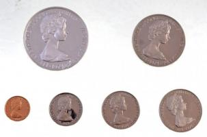 Brit Virgin-szigetek 1974. 1c-50c (5xklf) + 1D Ag forgalmi szett eredeti tokban T:PP 
British Virgi...