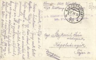 1916 Kiépített osztrák-magyar ágyú állás, magyar tiszt jobbra / WWI Austro-Hungarian K.u.K. military...