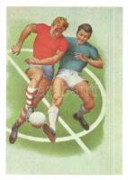 4 db modern orosz sport motívumlap / 4 modern Russian sport motive cards: running, football, box, discus throwing