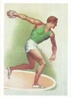 4 db modern orosz sport motívumlap / 4 modern Russian sport motive cards: running, football, box, di...