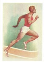 4 db modern orosz sport motívumlap / 4 modern Russian sport motive cards: running, football, box, di...