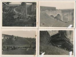 1931 Biatorbágy, Torbágy; Felrobbantott vasúti híd Matuska Szilveszter merénylete után, viadukt, mozdony maradványok, photo - 4 db sérült fotó