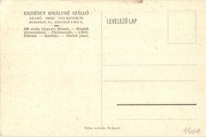 Budapest V. Egyetem utca 5. Hotel Erzsébet Királyné szálloda, automobilok, üzletek, reklámlap (EK)