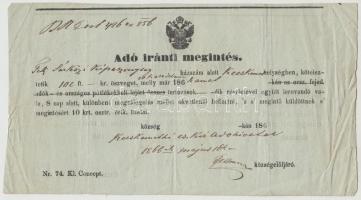 Kecskemét 1866 Adóintés 15kr okmánybélyeggel